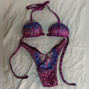 Used Salelya Deep Fuchsia/Blue Ombre Figure Competition Suit